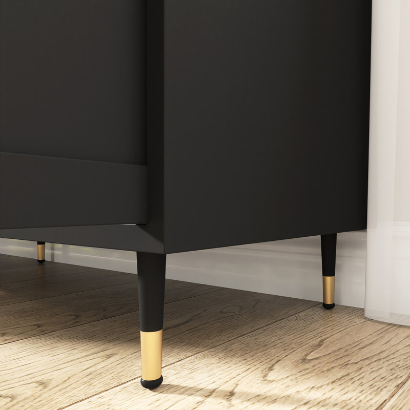 60" W 4-Doors Sideboard With Adjustable Shelves, Black