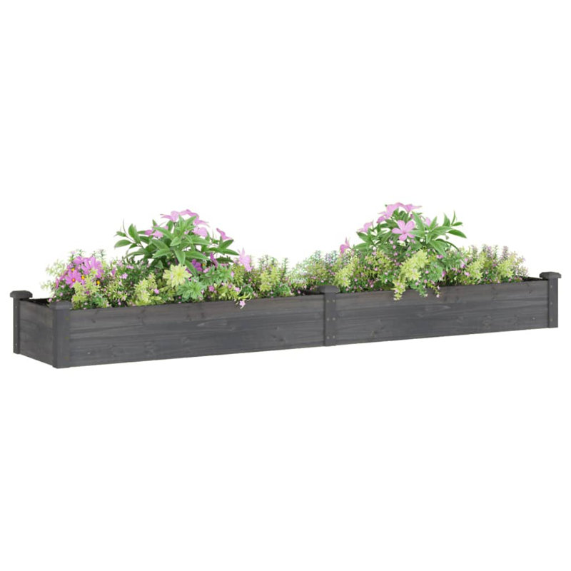 Matwau Wood Raised Garden Bed, Gray, 9.8" H x 94.5" W x 17.7" D