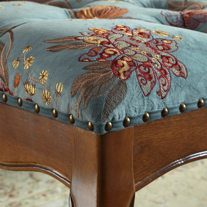 Banc long rembourré en tissu pour chambre à coucher Vintage