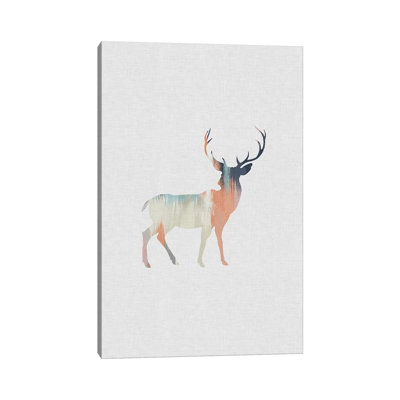Pastel Reindeer 1 Piece Wrapped Canvas Wall Art