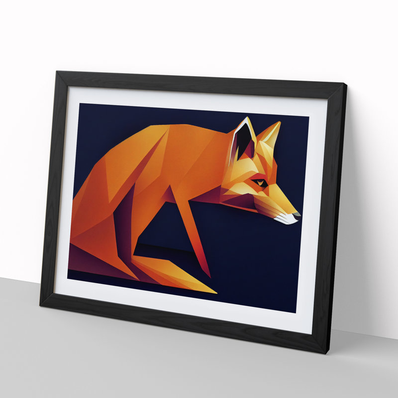 Great Abstract Fox - Print, Black, 46cm H x 64cm W