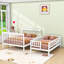 Lit superposé convertible simple au-dessus d'un lit double avec tablettes de rangement-63657745