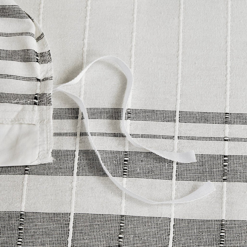 Ensemble de housse de couette 5 pièces à rayures en jacquard de coton avec taies décoratives et coussins décoratifs, double / grand