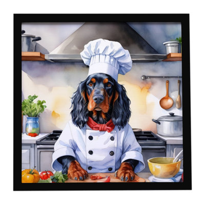 Gordon Setter The Chef Framed Metal Print