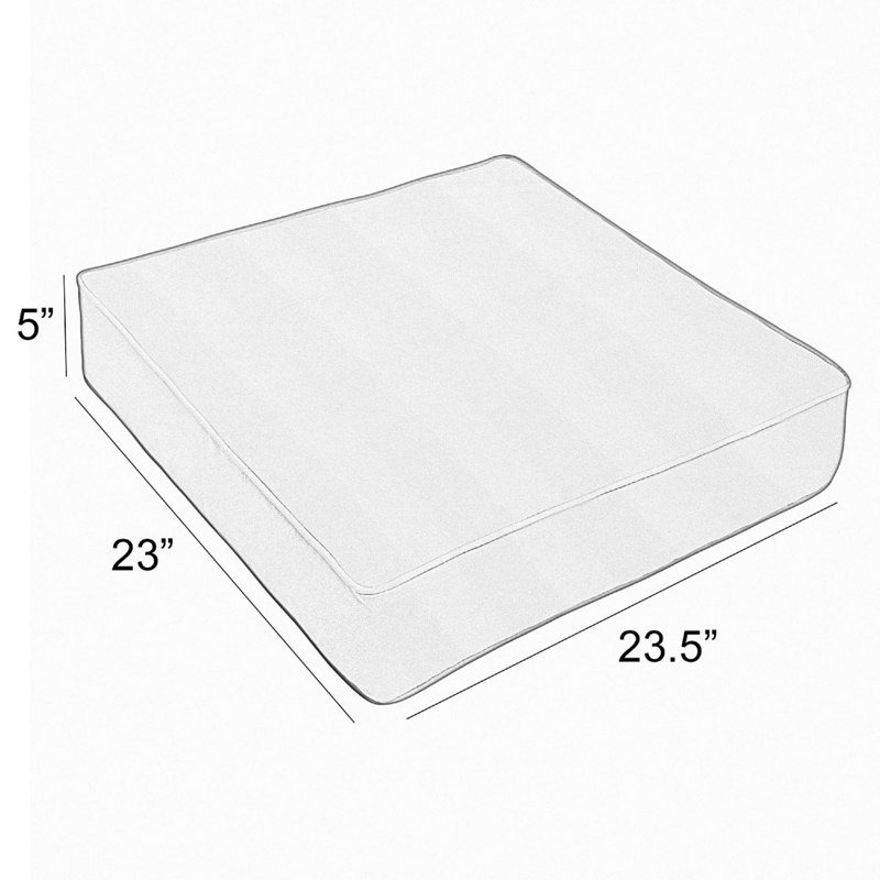 Sunbrella Outdoor Solid Knife Edge Deep Seating Cushion, 23.5 in W x 23 in D x 5 in H, Sunbrella - Canvas Navy