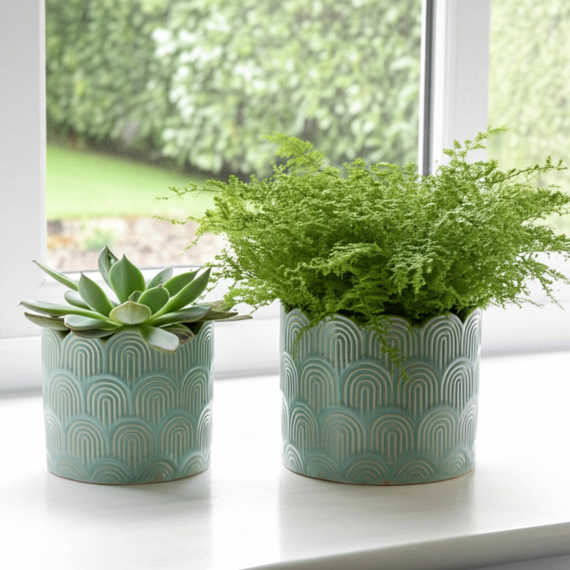 Ensemble de 2 pots à fleurs Weeda, H 7 po x l 8 po x P 8 po, Vert