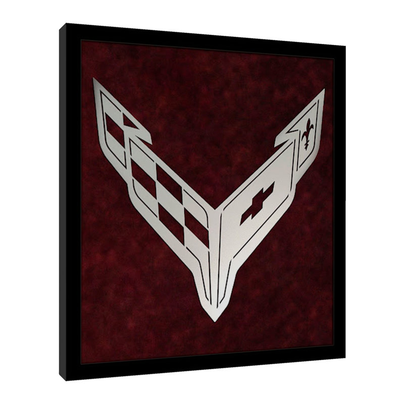 Logo Corvette C8 découpé au laser - impression d'un cadre photo sur métal, Marron