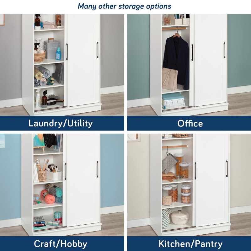 Armoire à porte coulissante avec tringle, Blanc