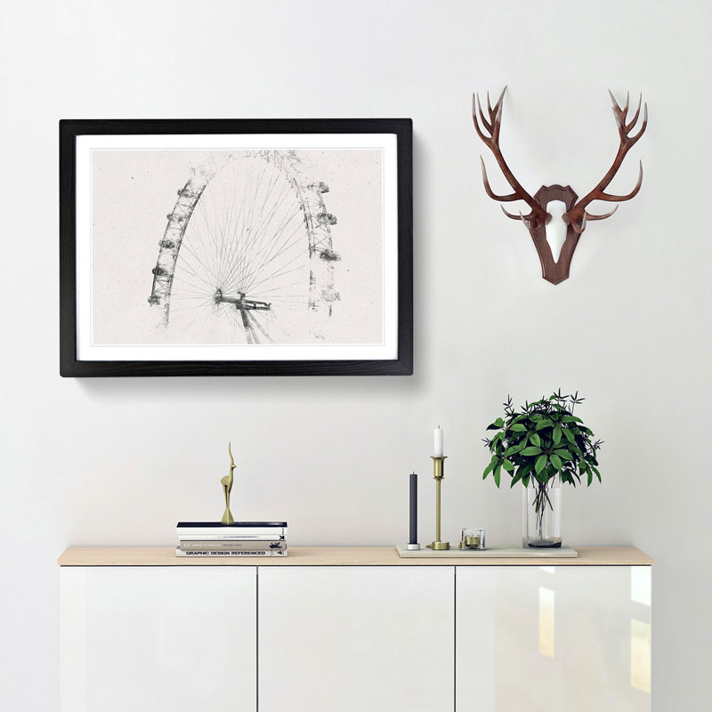 The London Eye London - Picture Frame Painting Print, Black Framed, 24cm H x 33cm W x 2cm D