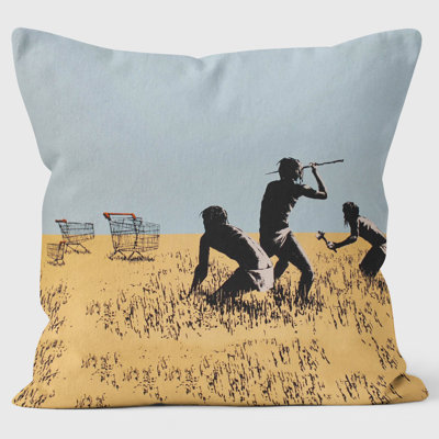 Trolley Hunters Banksy Inspired Graffiti Art Cushion