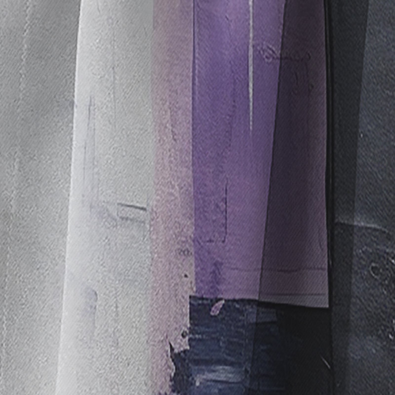 Abstract Curtain Panel, Purple Cubism Brush Pattern Blackout Decor - Tachisme Purple Cubism Brush V, 52" W x 108" L