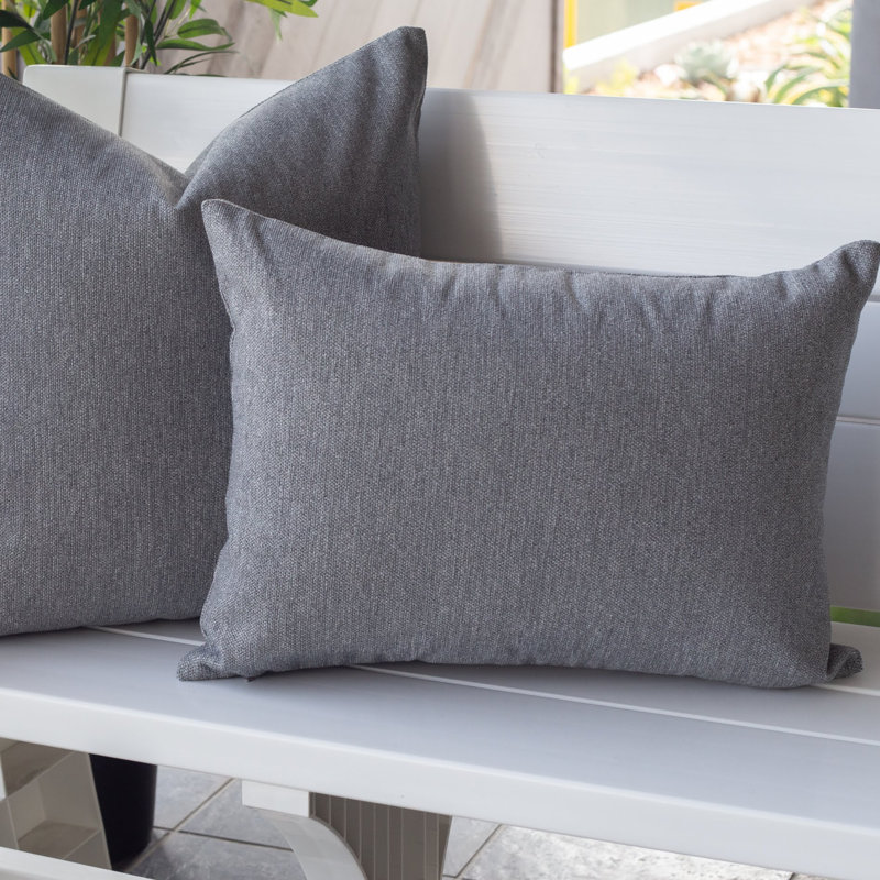 Outdoor Throw Pillow, Silver, 14" H x 20" W