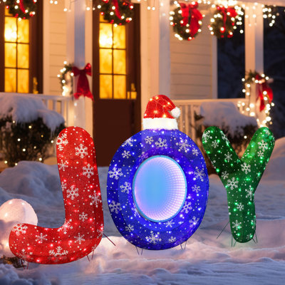 3-Piece Multi-Colour JOY Holiday Decoration with Lights for Indoor and Outdoor