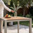 35.4" Square Patio Dining Table For 4-person, Aluminum Frame With Teak Table-top