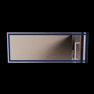 Miroir mural 118 po x 36 po pour salle de bain avec cadre en aluminium, fonction de brouillard, 3 modes de couleur, réglage continu de la luminosité, brouillard de meuble-lavabo or brossé, mémoire, températures,