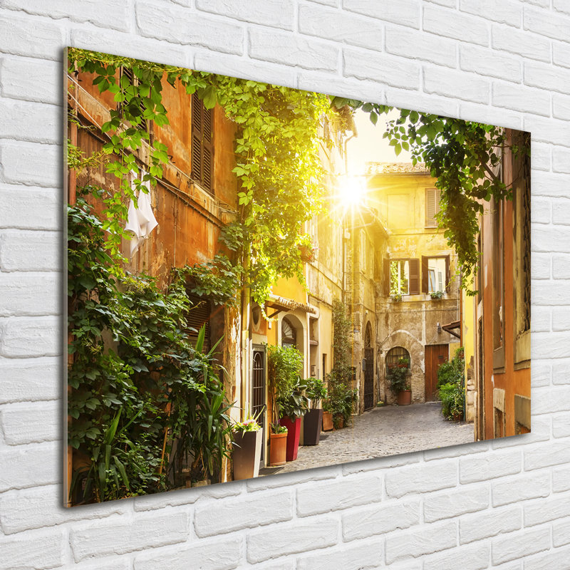 Glass Print Wall Art 100X70cm Image Printed On Glass Decorative Wall Picture Behind Toughened / Tempered Safety Real Glass For Kitchen & Living Room Theme:Italian Streets