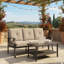Ensemble de patio d'extérieur 2 pièces, canapé de patio en métal toutes saisons 70 po 3 places et table basse rectangulaire, avec coussins beiges et structure kaki-585689066