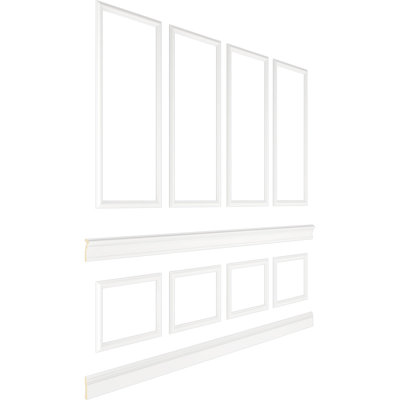 96'' H x 94.5'' W x 3'' D Urethane Wainscot Panelling