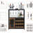 Wine Bar Cabinet with Detachable Rack, Glass Holder & Mesh Door, 3-Tier Storage for Kitchen Dining Room-1109371075