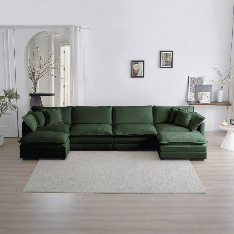 Canapé Comfort U, Chenille verte