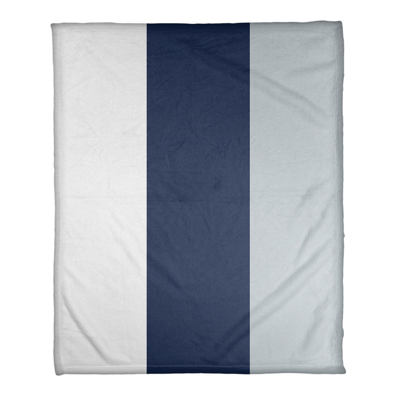 Quilted Throw Blanket, 52.5" W x 62.5" L, White/Navy Blue/Gray