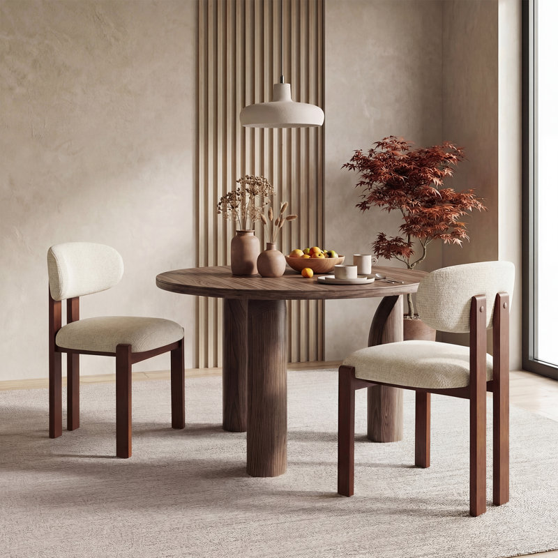 40.5cm H Upholstered Upholstered Back Side Chair in Camel, Beige, Walnut