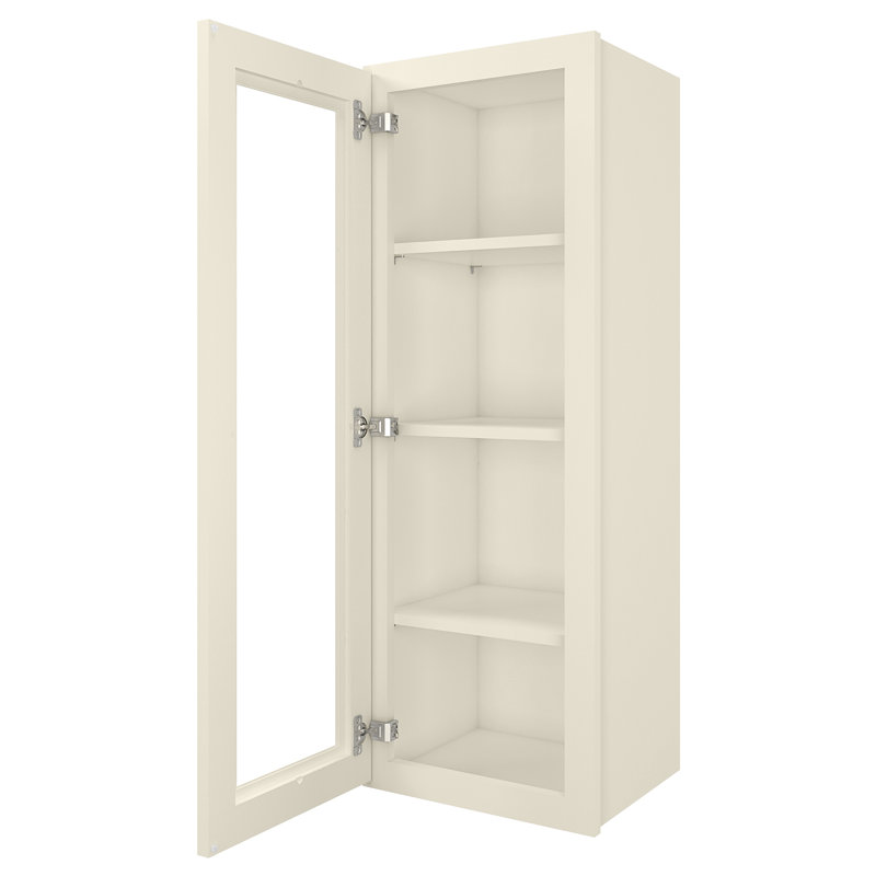 Plywood Pre-Assembled Wall Cabinet with Adjustable Shelves Glass not included, Shaker Antique White, 15"W x 42"H x 12"D