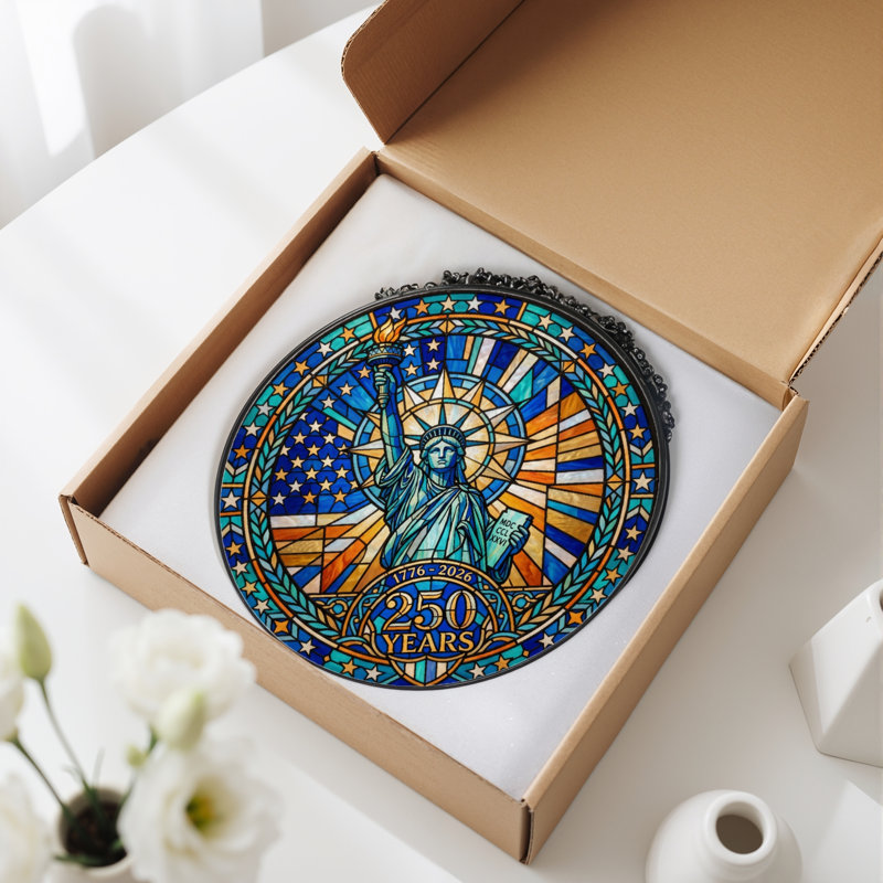 Vitrail Statue Liberty USA 250th Anniversary, H 12 po