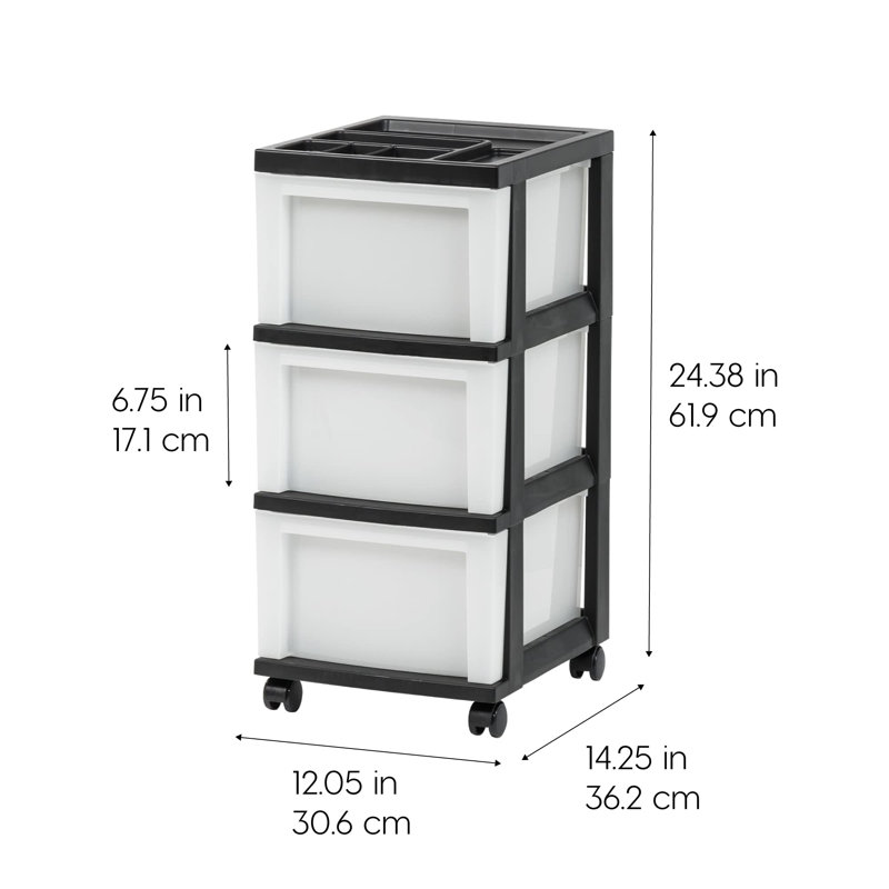 3-Drawer Rolling Storage Cart with Wheels