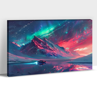 Large Adrianny Northern Lights, impressions sur toile, paysage, lac de montagne, affiche, œuvre d'art murale, peinture pour salon, chambre à coucher, bureau, nature, art mural encadré, prêt à être accroché
