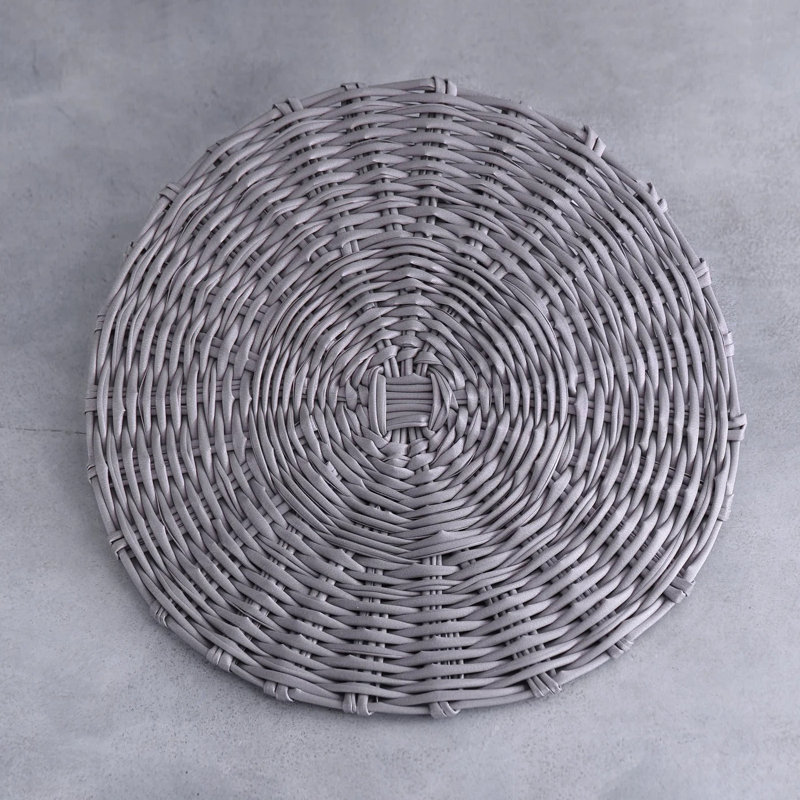 Vida Faux Wicker Round Placemats, Gray
