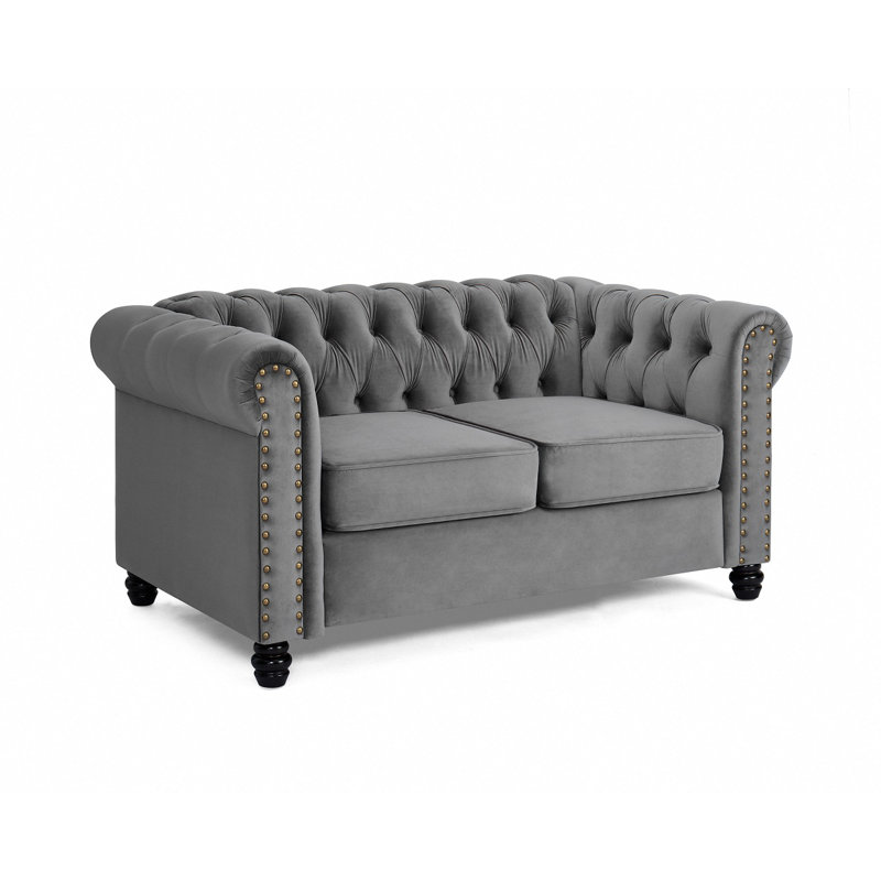 Chesterfield Sofa Velvet, 2, Grey