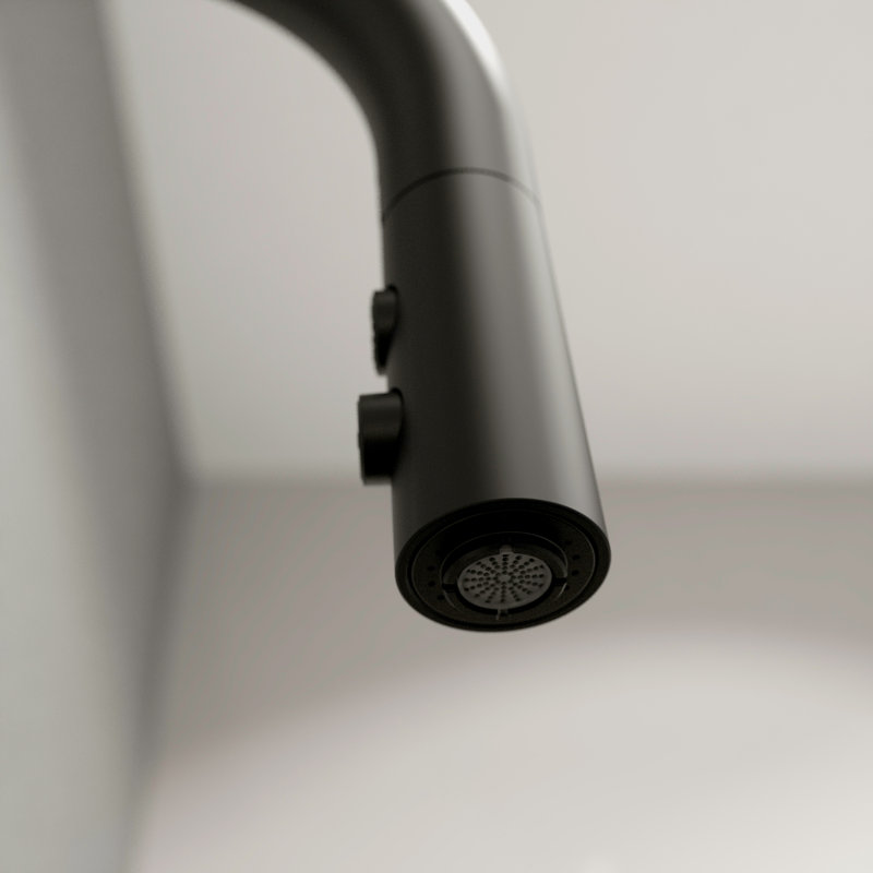 Robinet de cuisine à poignée simple sans contact Belanger avec technologie Magik et douchette latérale Belanger, Noir mat