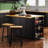 Kitchen Island With 53Inch Countertop, Internal Storage Rack, 2 Ports, Black For Bedroom Use Shelves, 3 Ac Outlets, Office-21072704-21072716