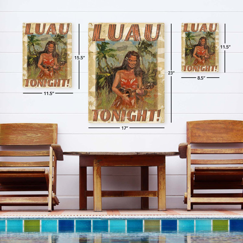 Wahine Luau ce soir sur impression sur métal, H 23,2 po x l 17,2 po x P 0,04 po
