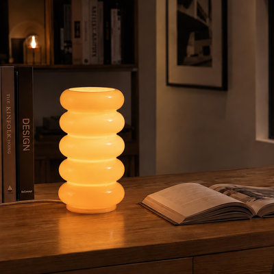 10.4" Modern Sculptural Stacked Bubble Glass Table Lamp with Stepless Dimming, UL‑Listed Ambient Accent Light for Bedroom, Living Room, Study Room or Home Office
