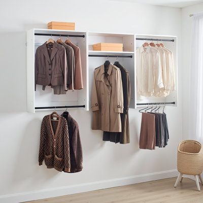 Vedz Walk In Closet W 2 Drawers, 4 Shelves N Hanging Rods,Wood