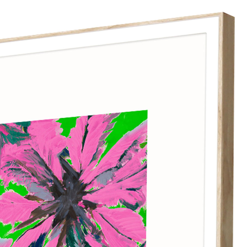 Vibrant Palm Trees Set of 4 Framed Canvas Art in Ribbed White Wood