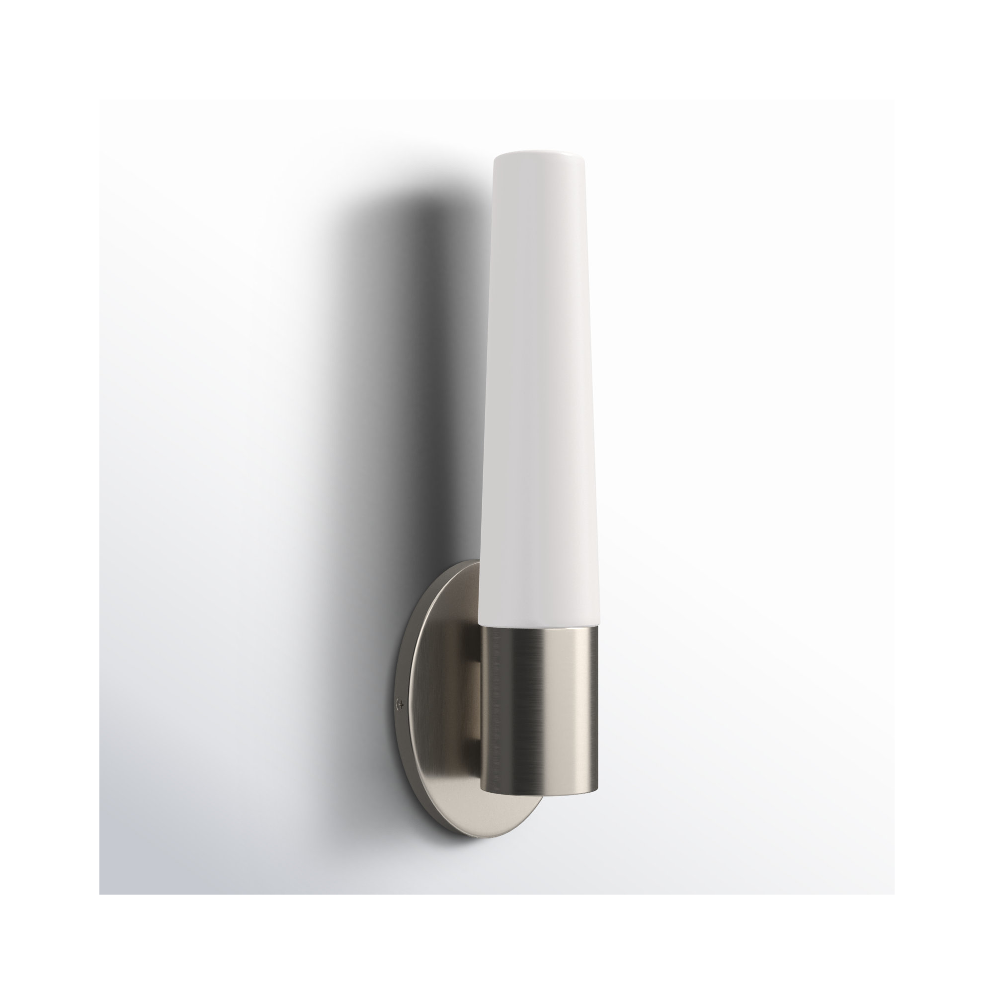 Ernest Integrated Dimmable LED Armed Sconce With Etched Opal Glass Shade, Brushed Nickel