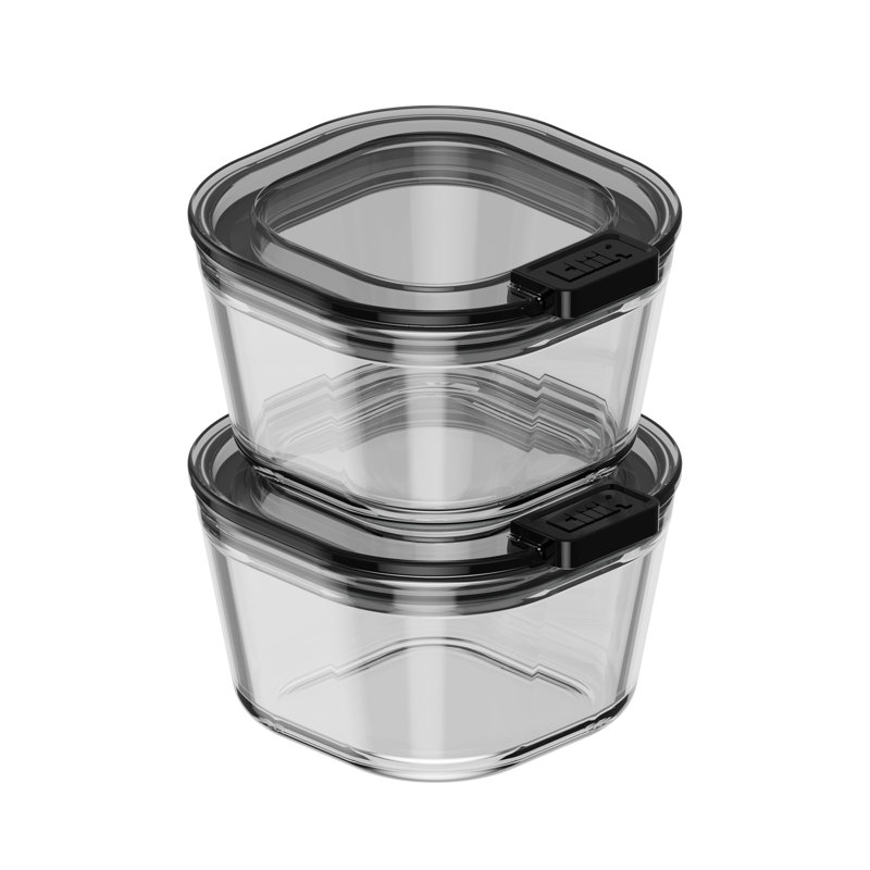 Lot de 2 contenants de conservation en verre Stack XS, 250 ml, Noir