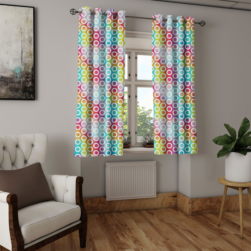 East Urban Home Digital Grommet Curtain Decorative 2-Panel Window Drapes, 50", Multicolor, 50" W x 63" L