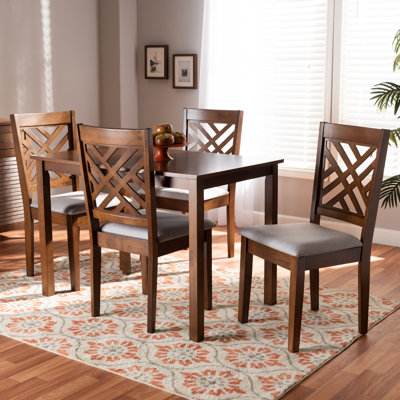 Elwood Caron Modern and Contemporary Upholstered Wood 5-Piece Dining Set