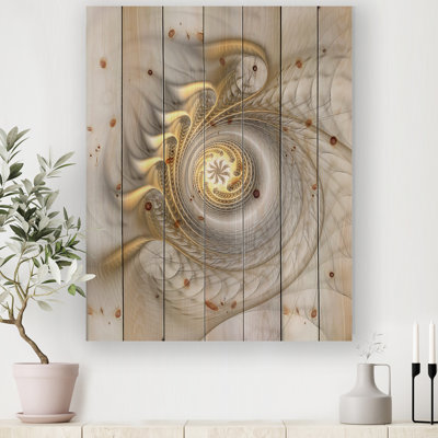 Fractale lumineuse avec courbes récursives - impression d'art graphique sur bois sans cadre