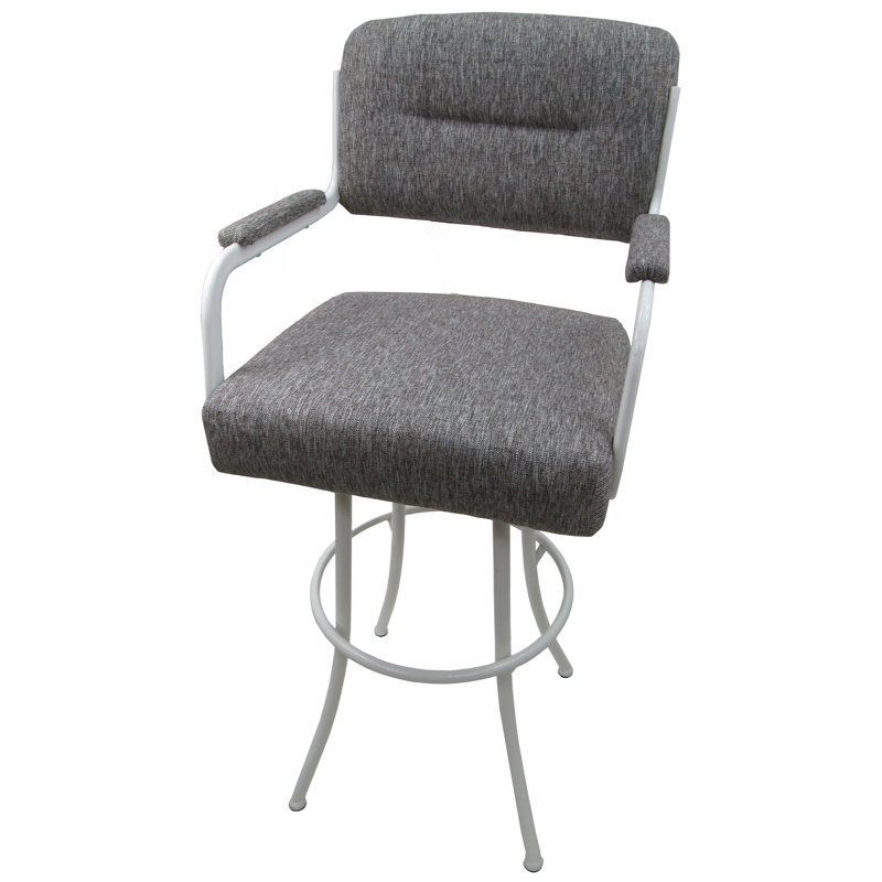 Hildebran Swivel Stool, White, Mojave Grey, Bar Stool (30” Seat Height)