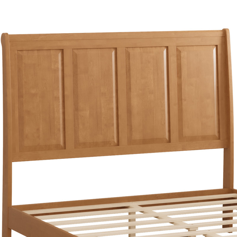 Lit plateforme traîneau robuste avec banc de rangement intégré et tête de lit de 135 cm de hauteur, Grand lit