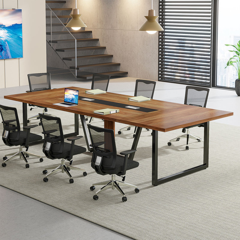 Anoush 94.5'' Rectangle Conference Table, Brown