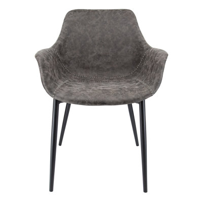 Chaise de salle à manger en cuir avec pieds d'appoint en fer thermolaqué Haglund