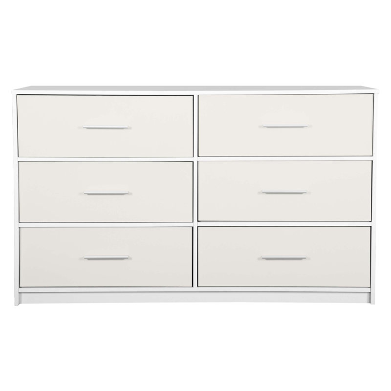6-Drawer Dresser With Large Fabric Drawers, White, White