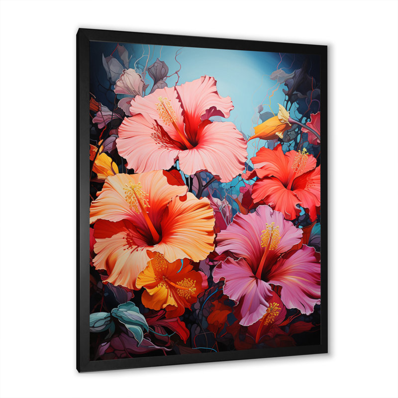Biondi Hibiscus Hibiscus Harmony II sur toile, Cadre photo noir, H 40 po x l 30 po x P 1,5 po