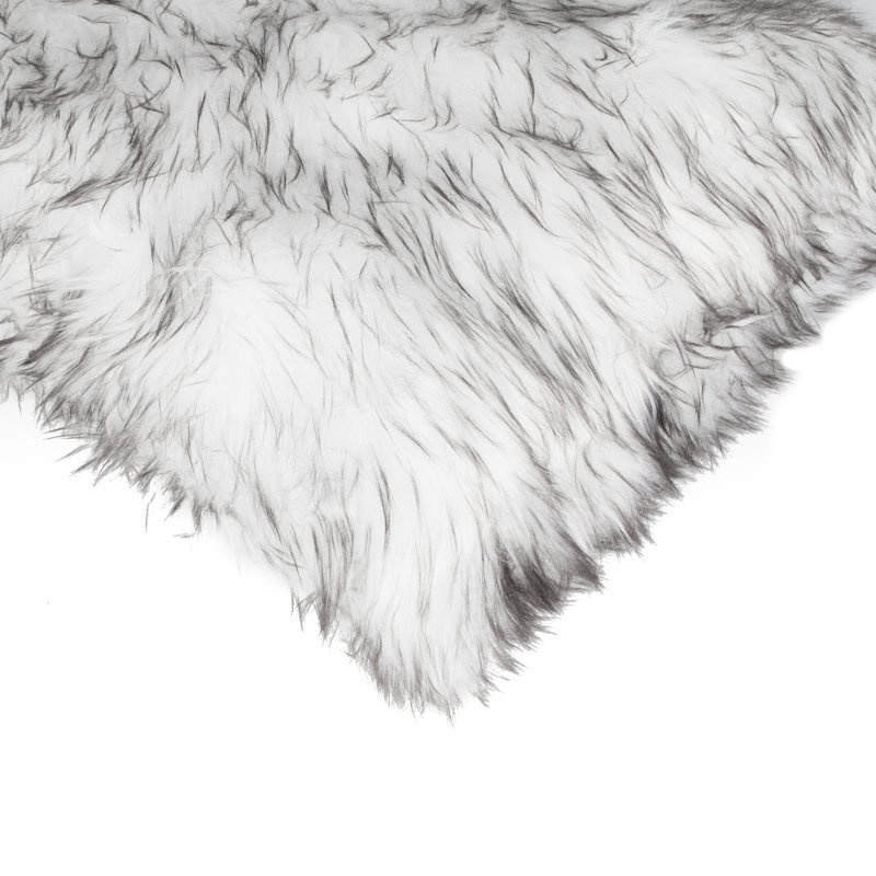 Belton Animal Print Faux Fur Reversible Throw Pillow, Gradient Gray